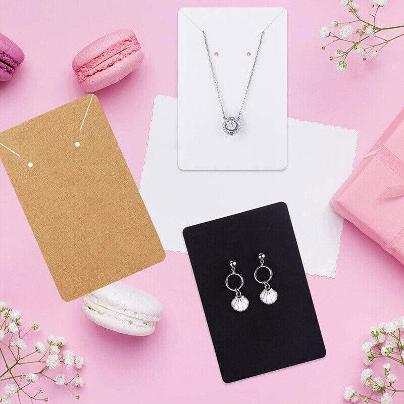 40pcs Jewellery Display Cards Necklace Earring Holder Kraft Paper 6x9cm - White 5