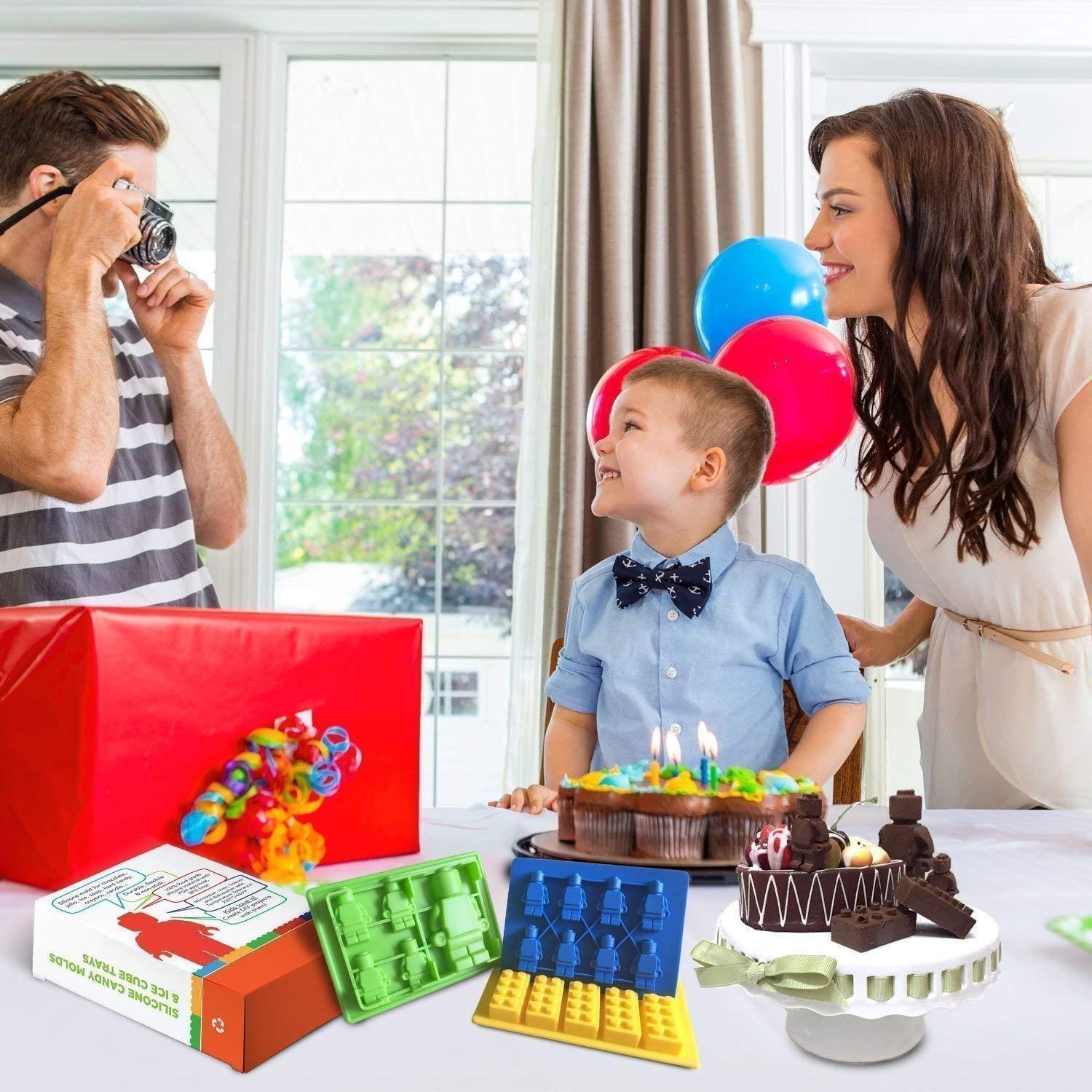 Brick Figure Man Silicone Mold Chocolate Block Cake Mould Ice Cube Tray - Large Rectangular(Random colour) 5