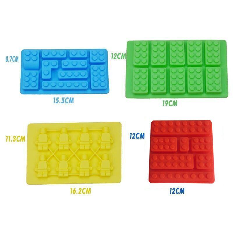 Brick Figure Man Silicone Mold Chocolate Block Cake Mould Ice Cube Tray - Red-Square 3