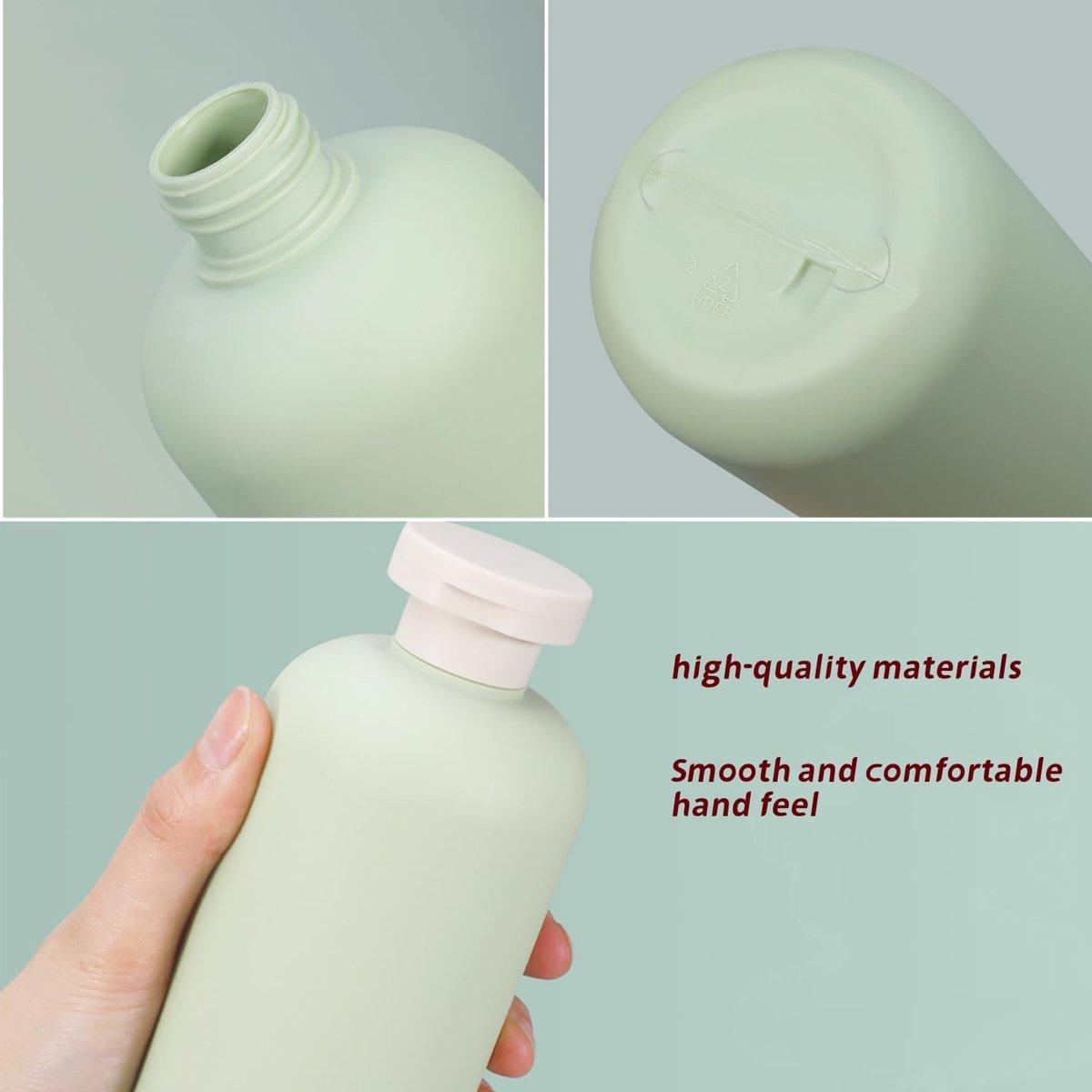 5PCS Green Squeeze Bottles Refillable Plastic Liquid Soap Lotion Travel Use 4
