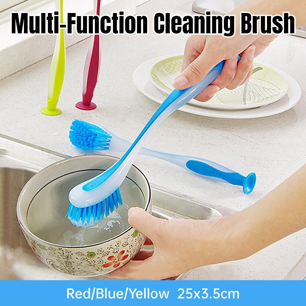 Multi Functional Long Handle Cleaning Brush Vertical Suction Kitchen Brush - Blue
