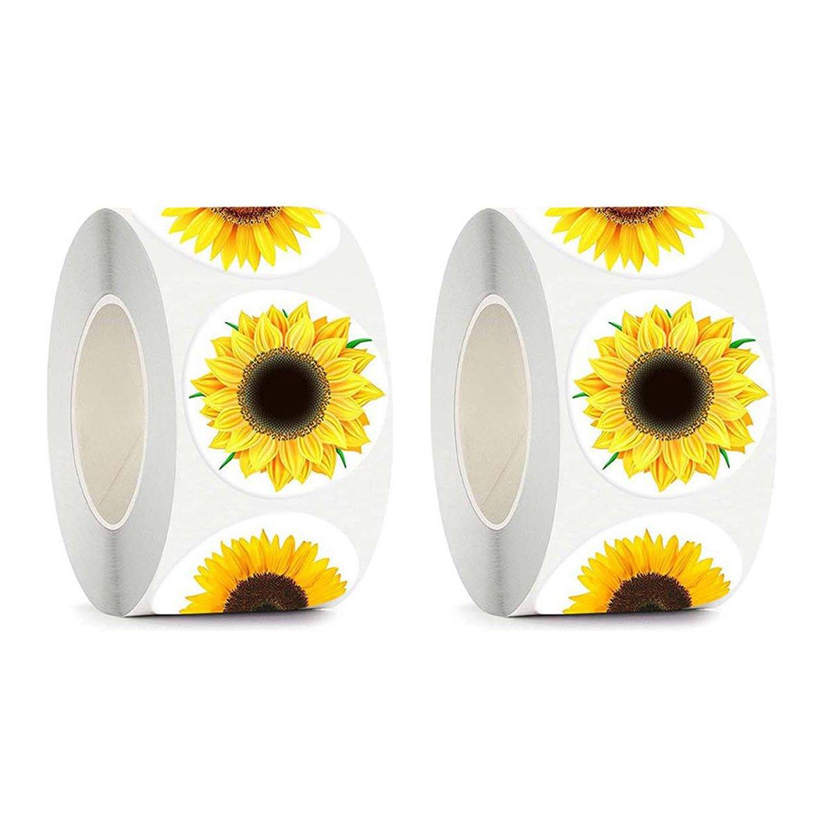 2 Rolls Sunflower Stickers Handmade Flower Decoration Labels for Craft Projects
