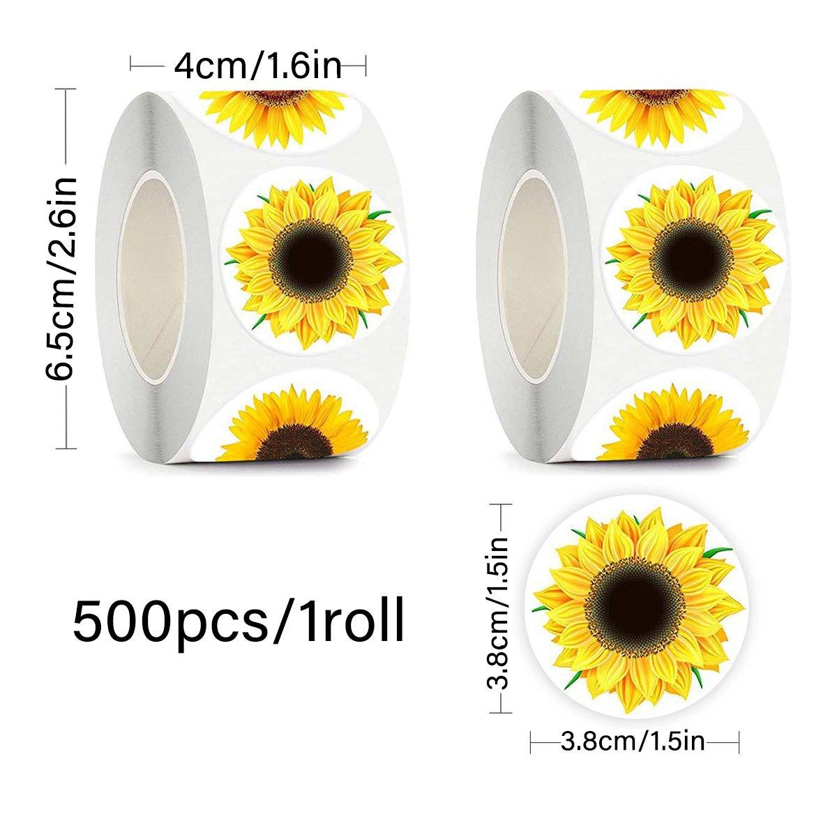 2 Rolls Sunflower Stickers Handmade Flower Decoration Labels for Craft Projects 3