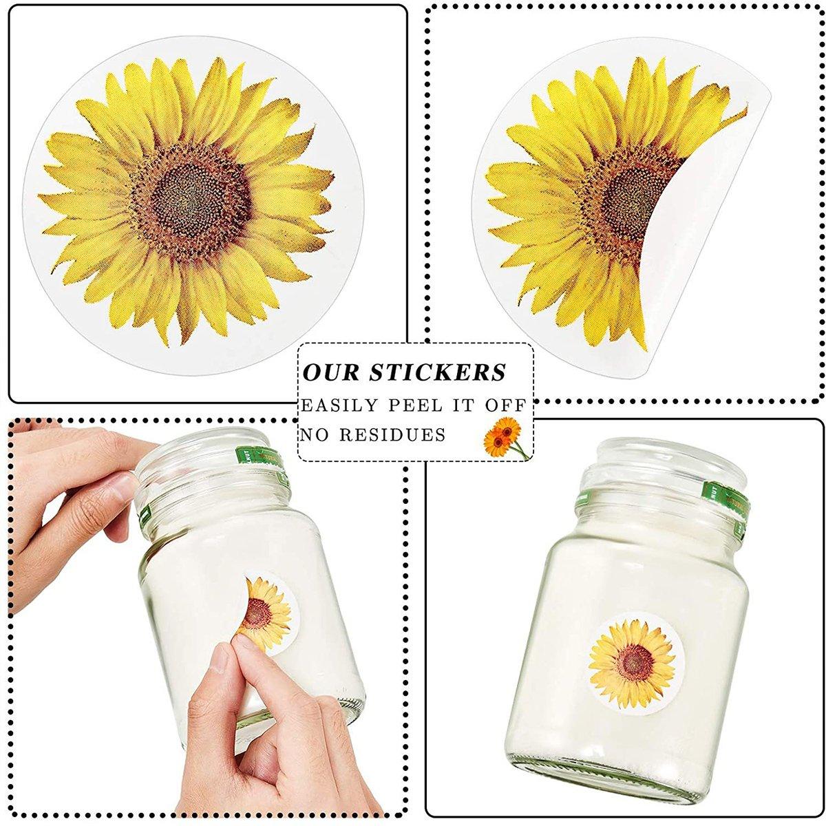2 Rolls Sunflower Stickers Handmade Flower Decoration Labels for Craft Projects 4