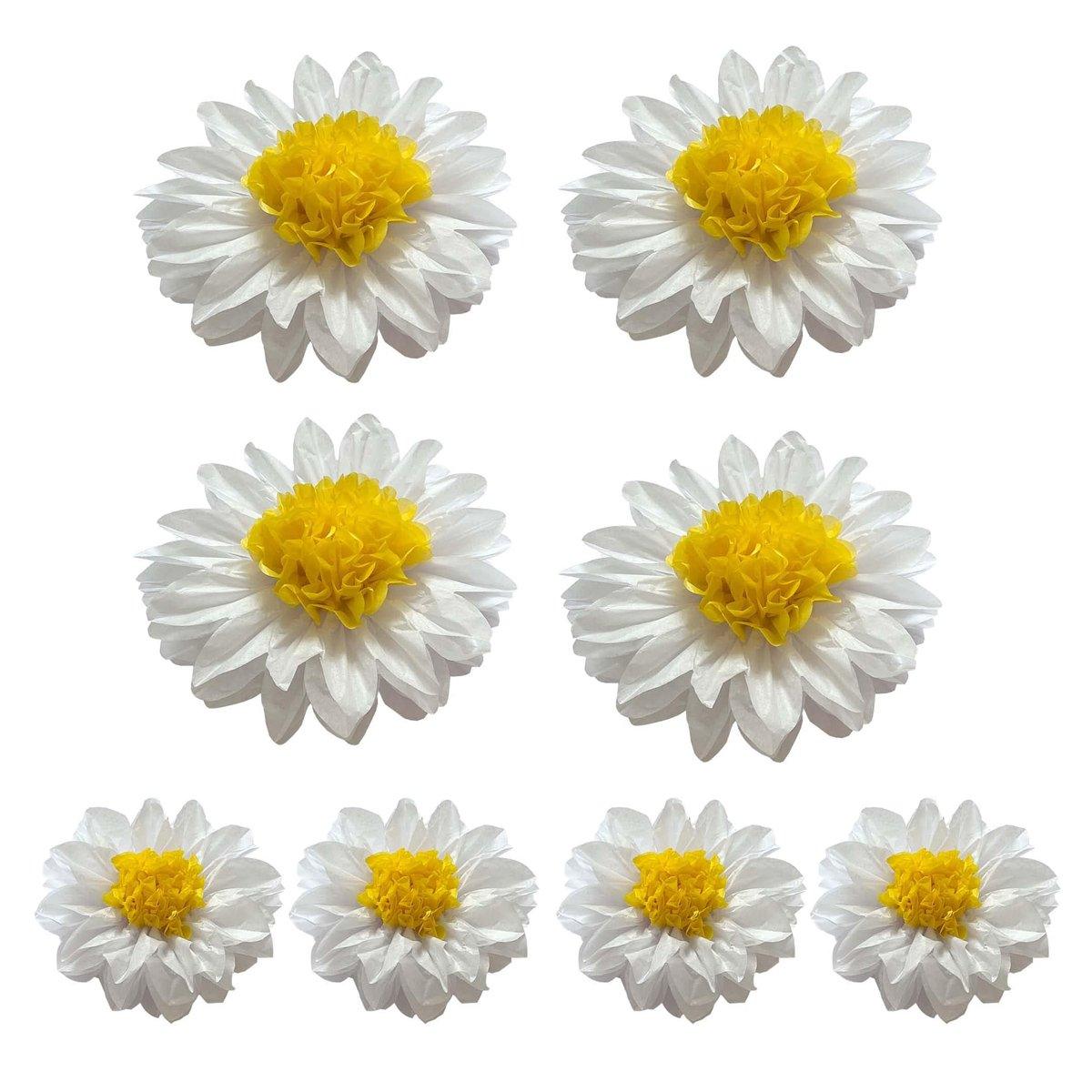 8PCS Sunflower Daisy Paper Flowers 20cm/30cm Wall Hanging Party Room Decoration