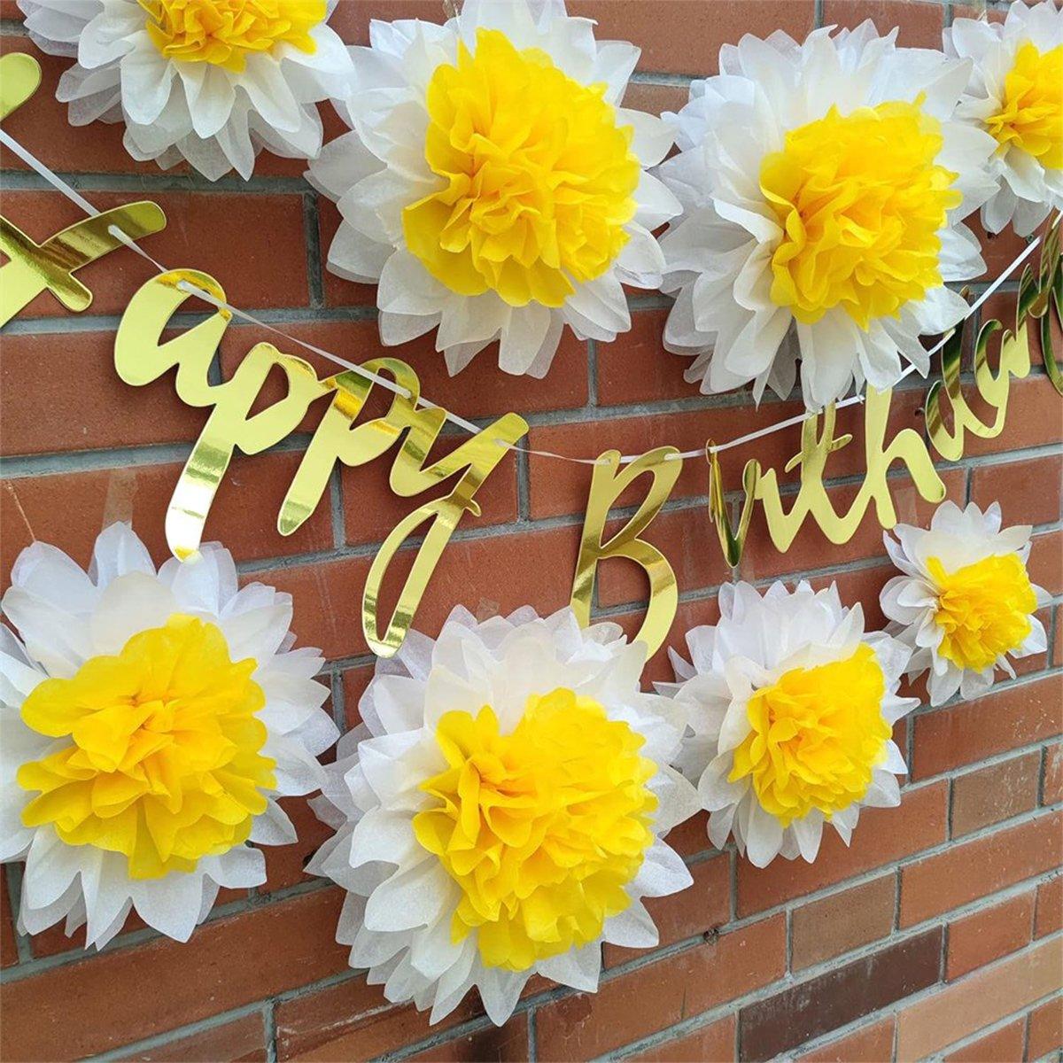 8PCS Sunflower Daisy Paper Flowers 20cm/30cm Wall Hanging Party Room Decoration 5