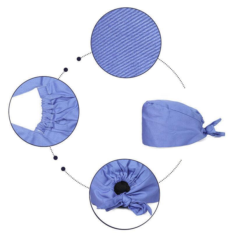 100% Cotton Unisex Surgical Scrub Cap for Doctors & Nurses - Light Blue 4