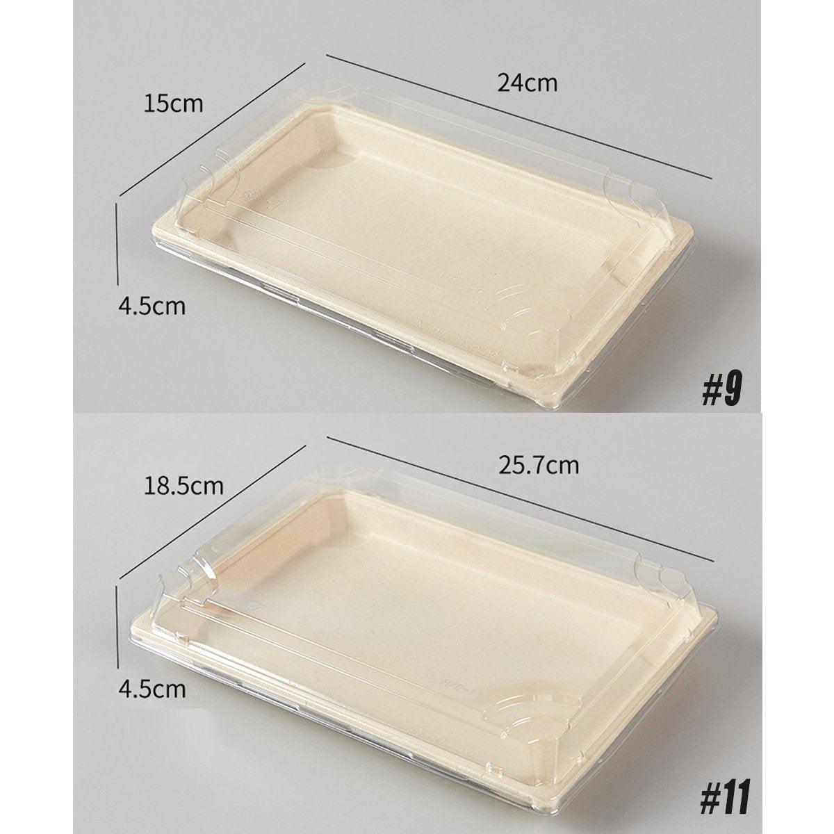 50pcs Eco-Friendly Sushi Box Rectangular Biodegradable Lunch Packaging Plate - 16.4 cm x 11.4 cm x 4.5 cm 3