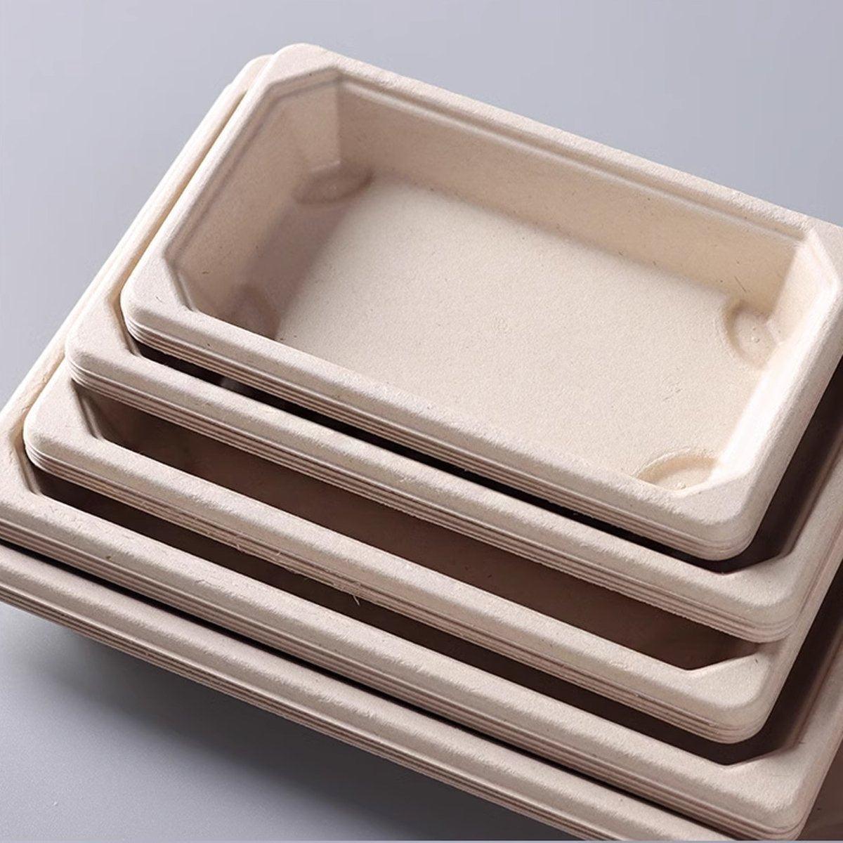 50pcs Eco-Friendly Sushi Box Rectangular Biodegradable Lunch Packaging Plate - 22 cm x 13.9 cm x 4.5 cm 5