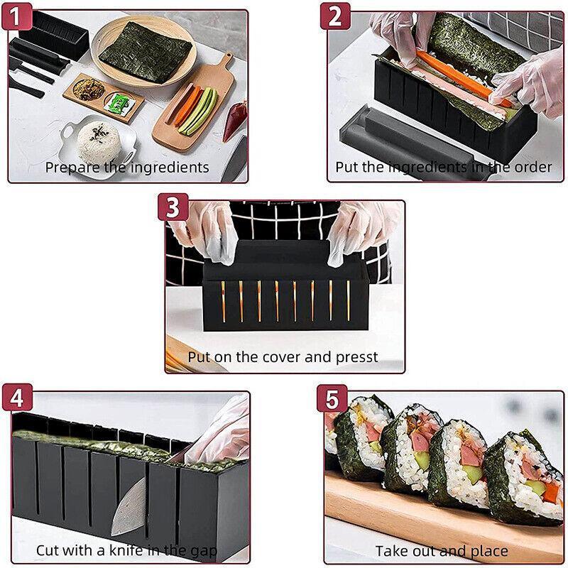 13Pcs Diy Sushi Maker Making Kit Rice Roller Mold Set For Beginners Kitchen Tool 4