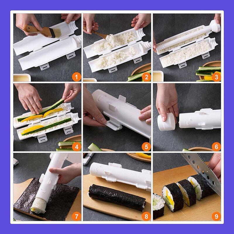 Sushi Roller Maker Tool with Tube Plunger DIY Bazooka Rice Mold for Home Kitchen 4