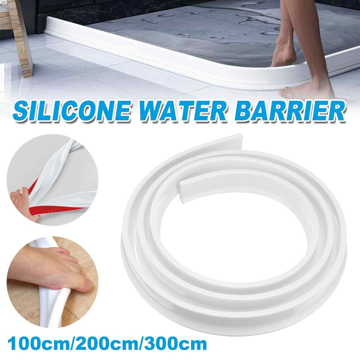 100-300CM Silicone Shower Water Barrier Bathroom Waterproof Strip Self-Adhesive - 100CM
