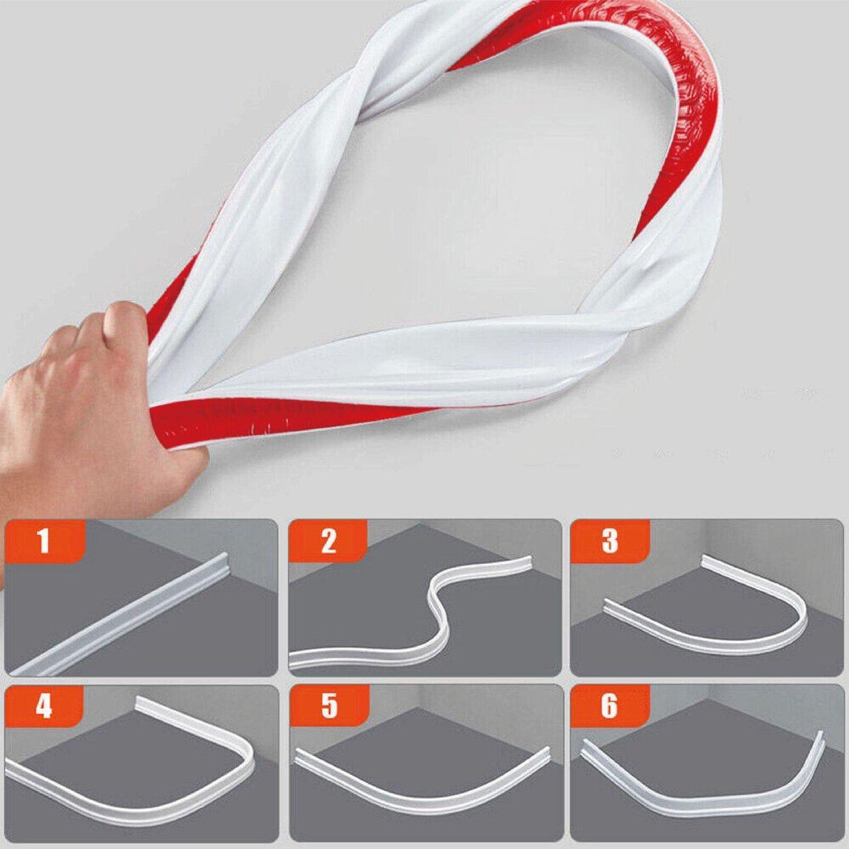 100-300CM Silicone Shower Water Barrier Bathroom Waterproof Strip Self-Adhesive - 100CM 5
