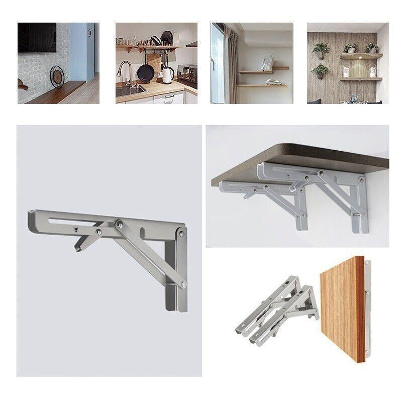 10-20" Heavy-Duty Stainless Steel Folding Table Bracket 200Kg Load - 14In(2PCS) 5