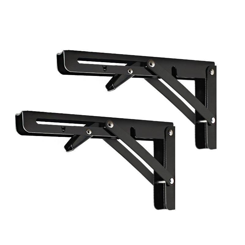 Traderight Table Bracket Folding Stainless Steel 150KG Wall Shelf Bench 2PCS - Black 20in 7