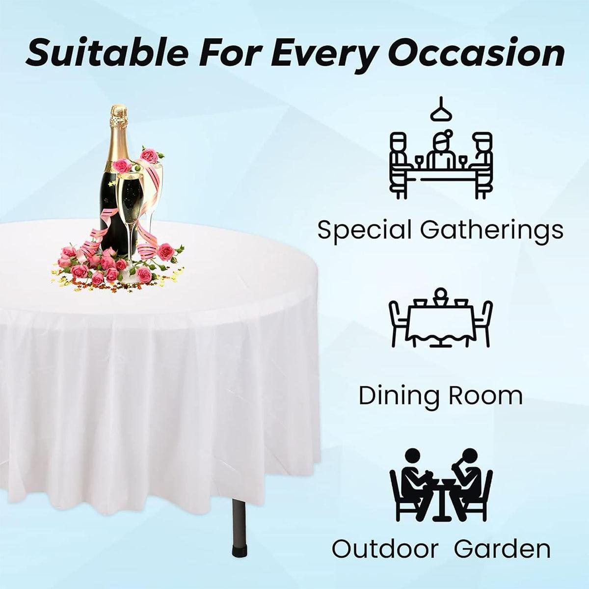 10pcs Round Tablecloth Solid Color Waterproof PEVA Table Cover 213cm Diameter - Black 4