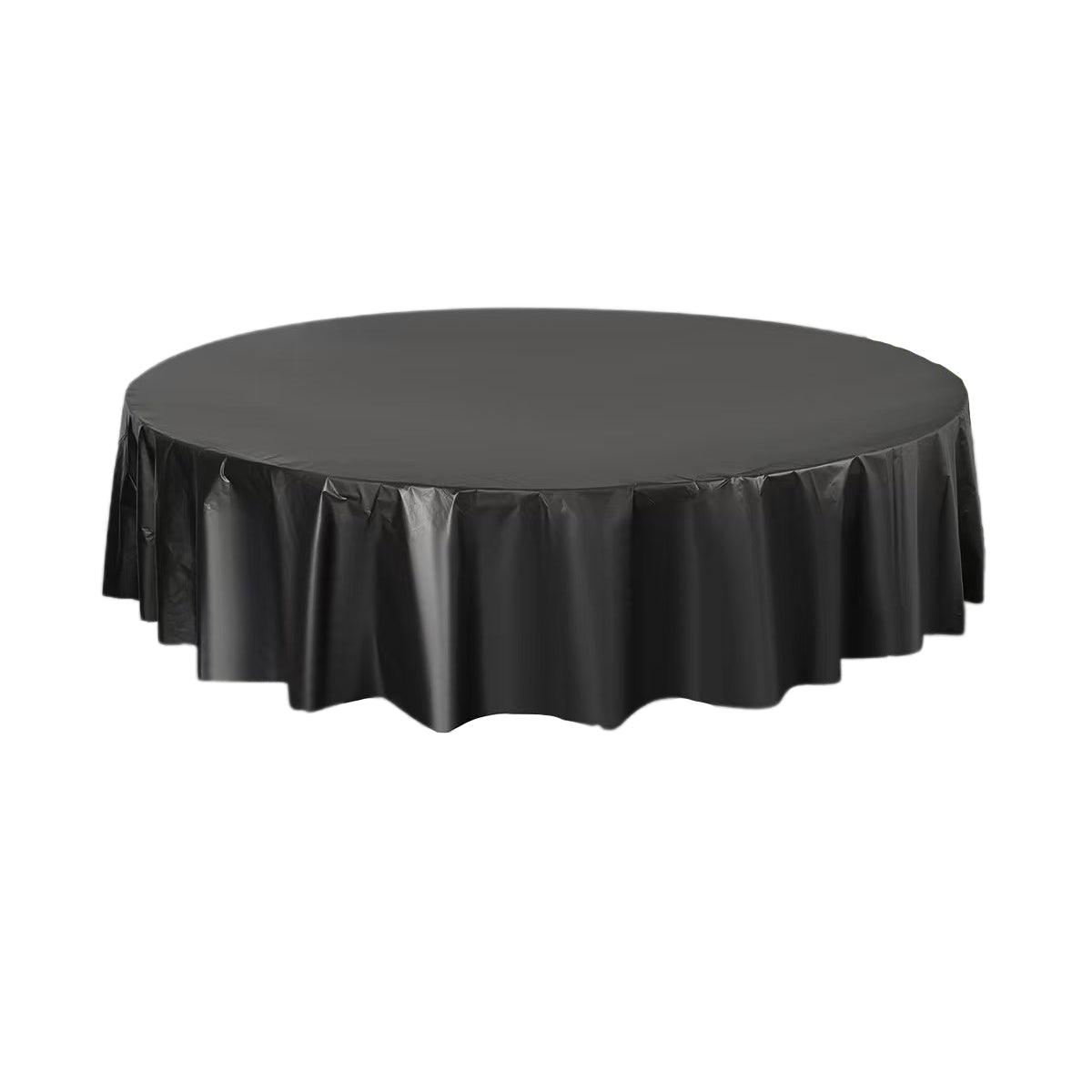 10pcs Round Tablecloth Solid Color Waterproof PEVA Table Cover 213cm Diameter - White 7