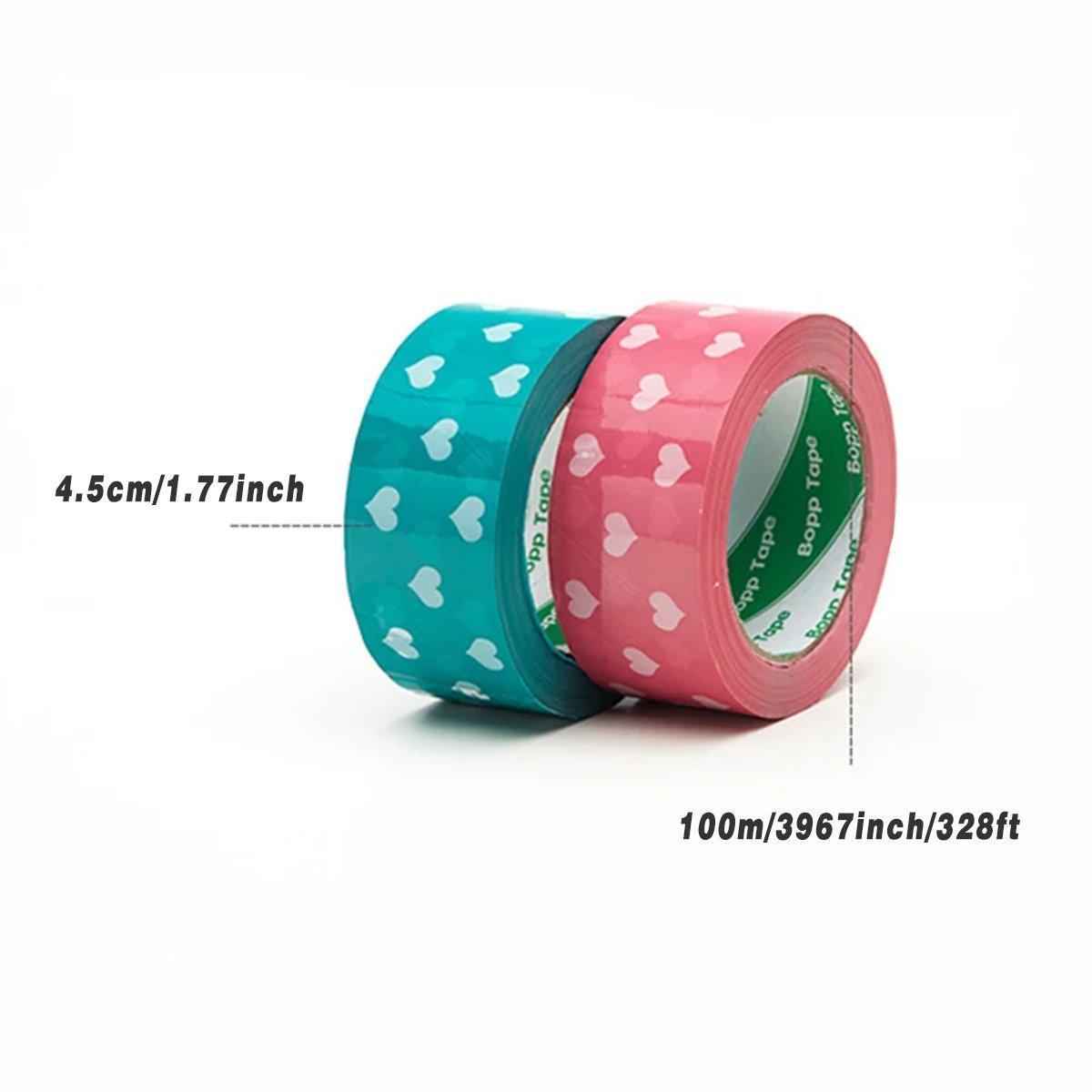 5pcs Cute Personality Packing Sealing Tape Adhesive Heart Design Colourful Glue - Pink 3