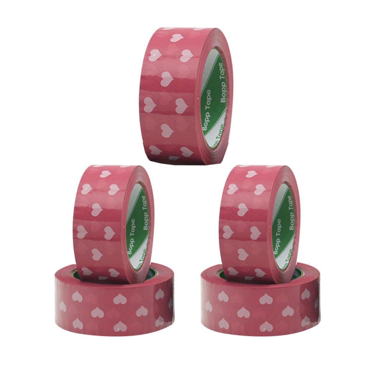 5pcs Cute Personality Packing Sealing Tape Adhesive Heart Design Colourful Glue - Pink 6