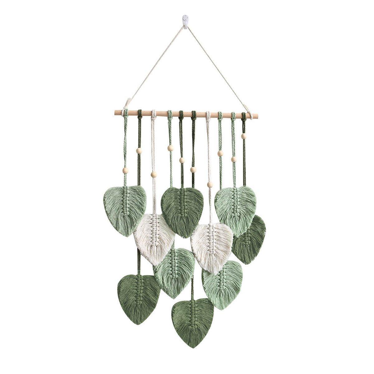 Handmade Braided Cotton Rope Leaves Wall Hanging Home Decoration Ornament - Brown 7