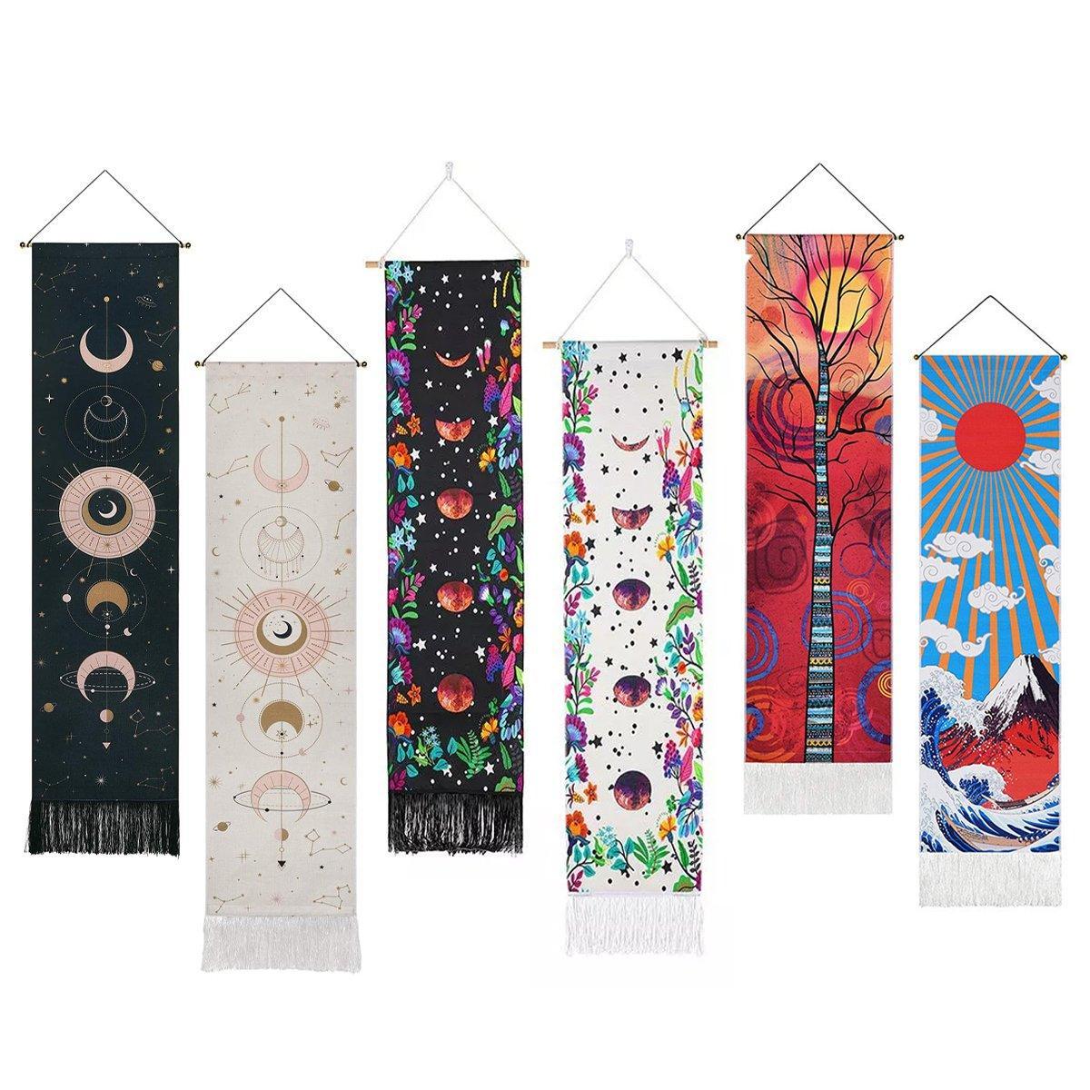 Bohemian Wall Hanging Tapestries Vintage Wall Decor Moon Phase Wall Art Decor - Wave-White