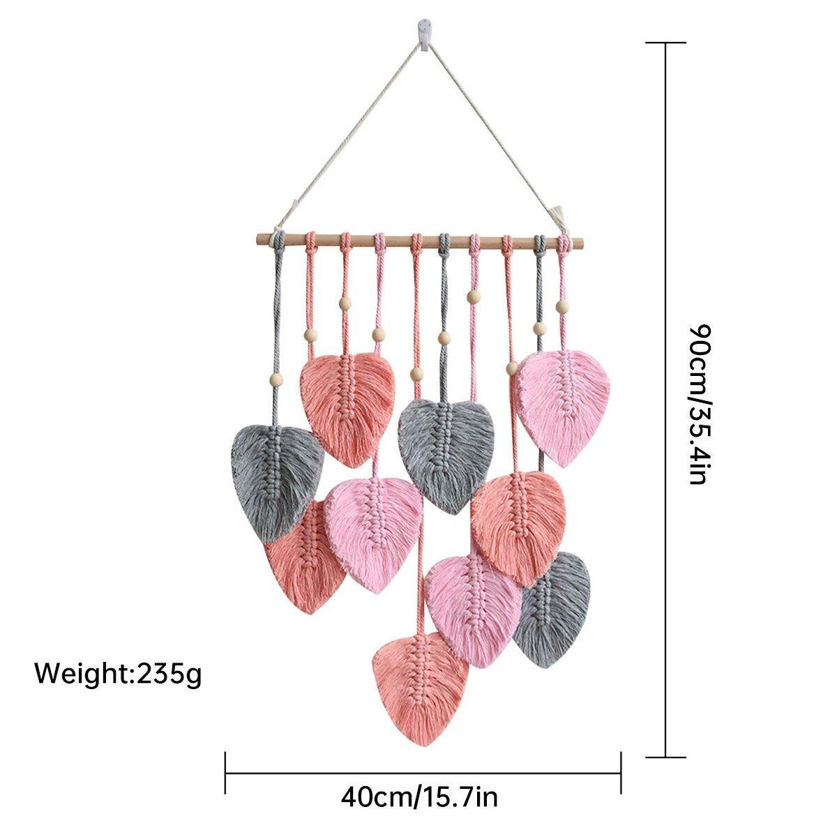 Handmade Braided Cotton Rope Leaves Wall Hanging Home Decoration Ornament - Khaki 3