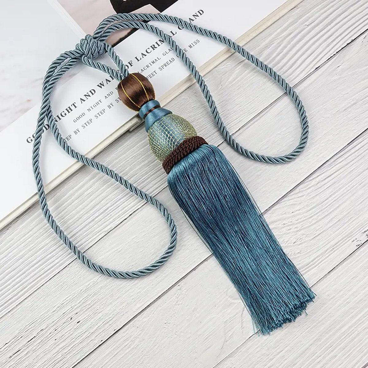 1pair Curtain Tiebacks Hanging Balls Tassel Rope Decorative Curtain Holders - Purple 5