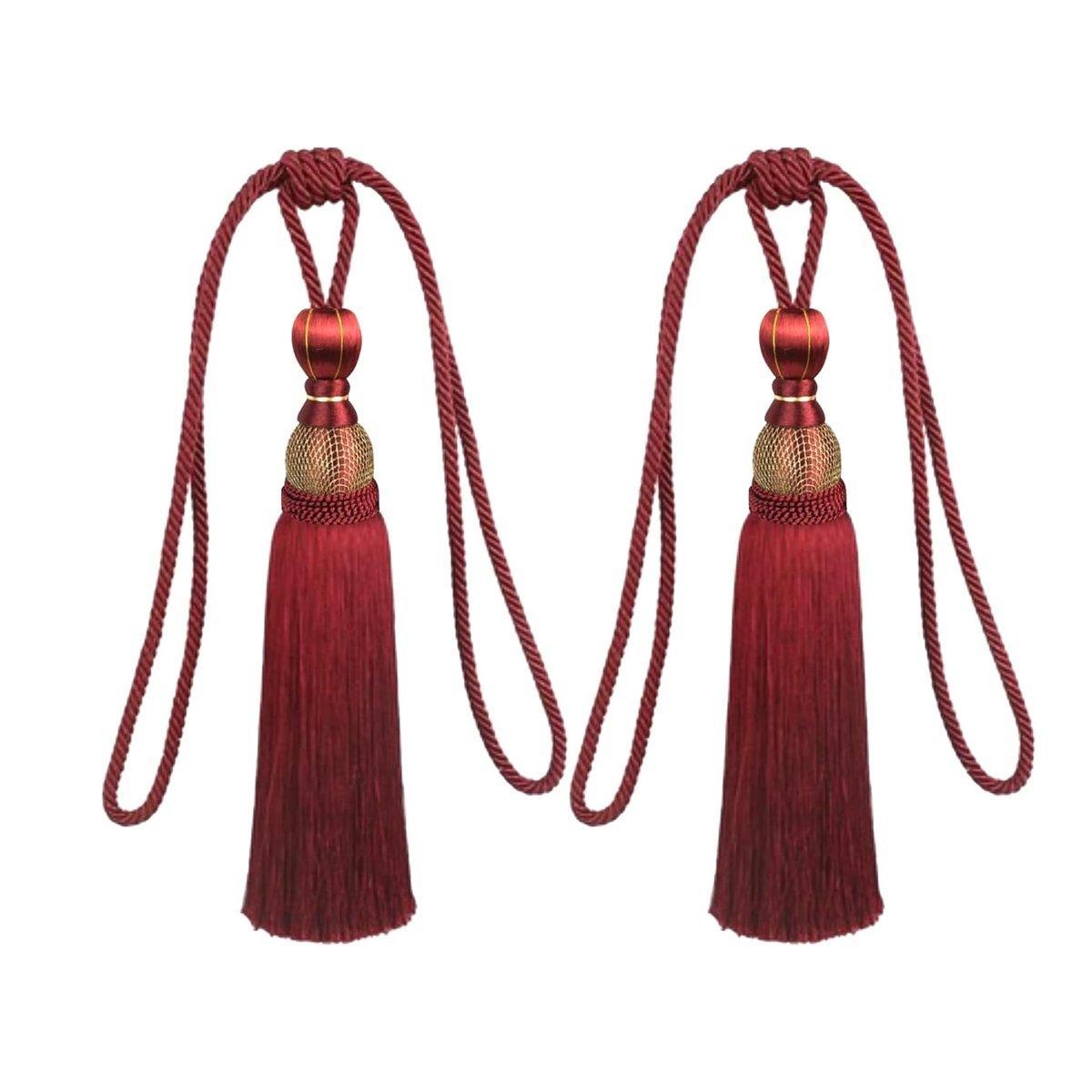 1pair Curtain Tiebacks Hanging Balls Tassel Rope Decorative Curtain Holders - Purple 14