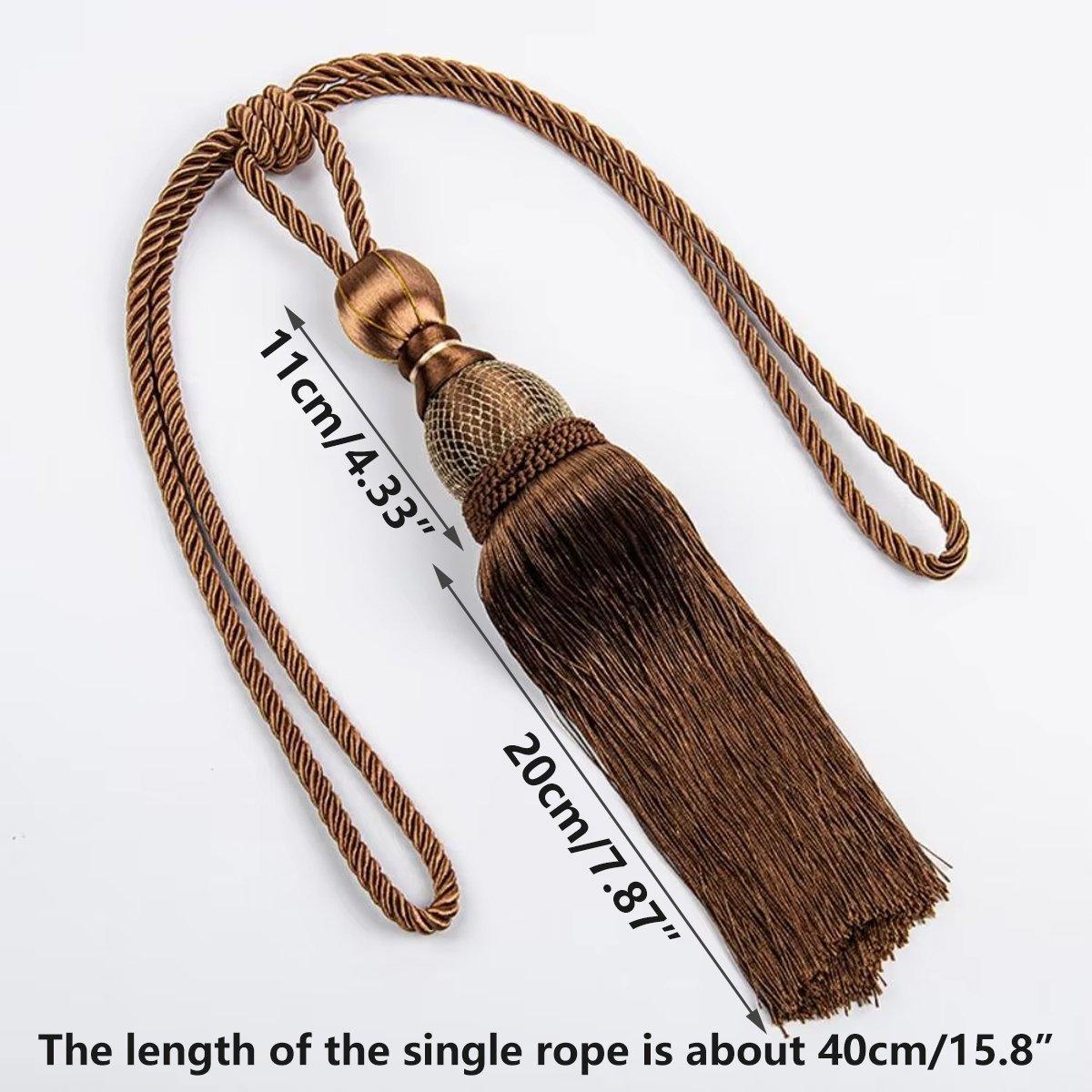 1pair Curtain Tiebacks Hanging Balls Tassel Rope Decorative Curtain Holders - Purplish Red 3