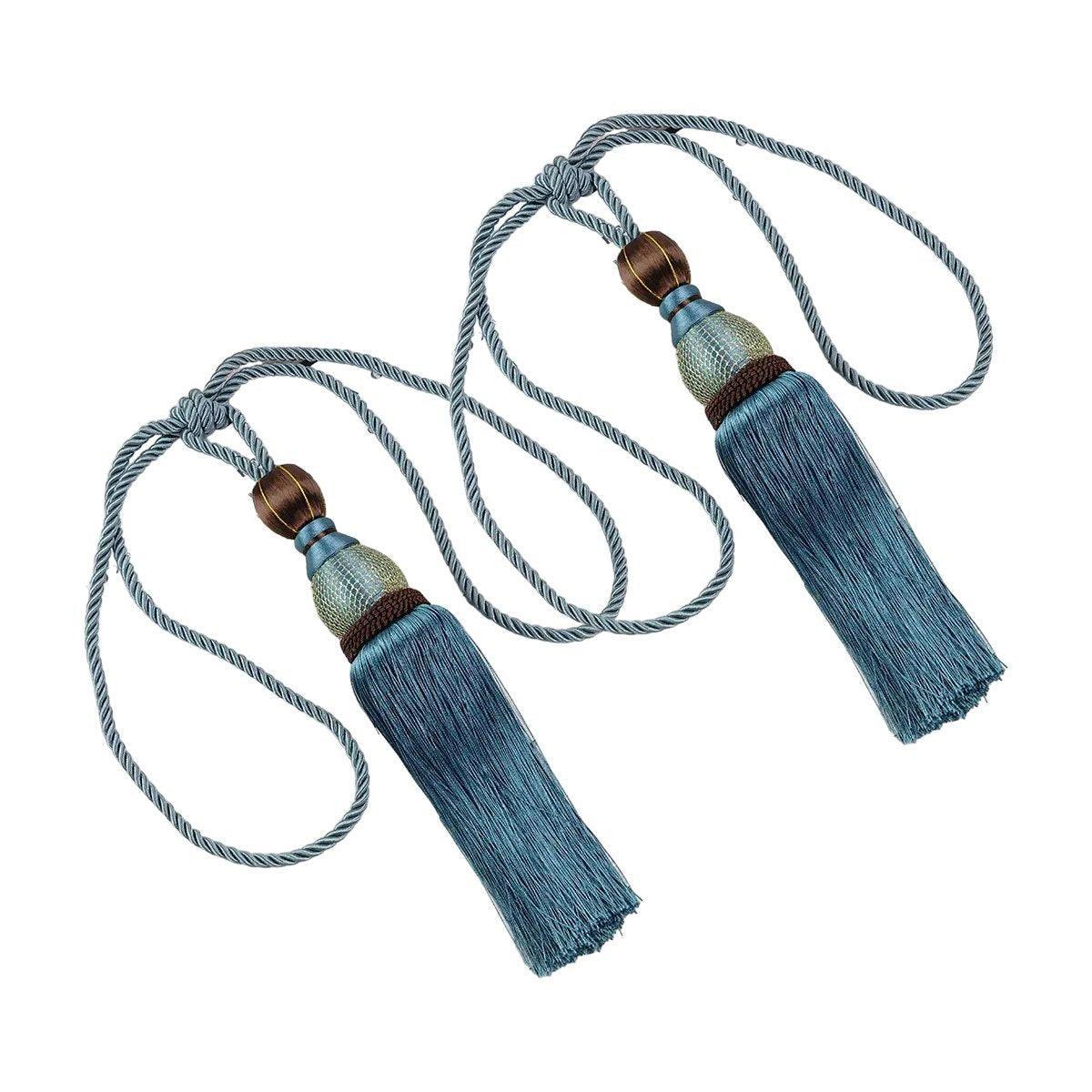 1pair Curtain Tiebacks Hanging Balls Tassel Rope Decorative Curtain Holders - Mauve Pink 11