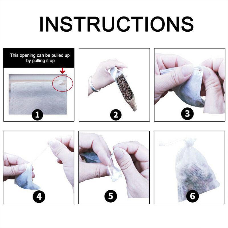 50PCS Empty Tea Filter Bags Drawstring Disposable Herb Spice Soup Pouches - 5x7cm 5