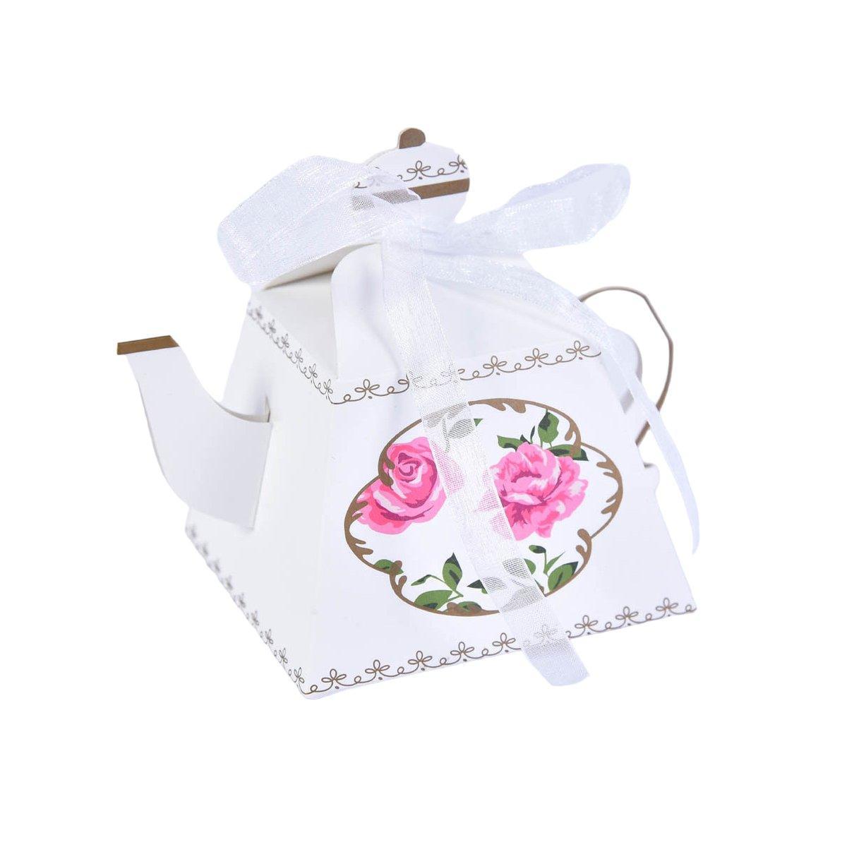 50Pcs Teapot Candy Boxes Wedding Favor Gift Packaging Tea Party Decorations - Blue 9