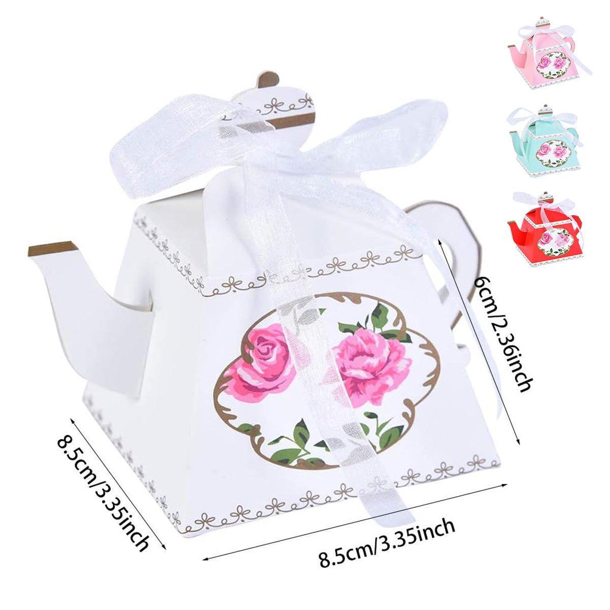 50Pcs Teapot Candy Boxes Wedding Favor Gift Packaging Tea Party Decorations - Pink 3