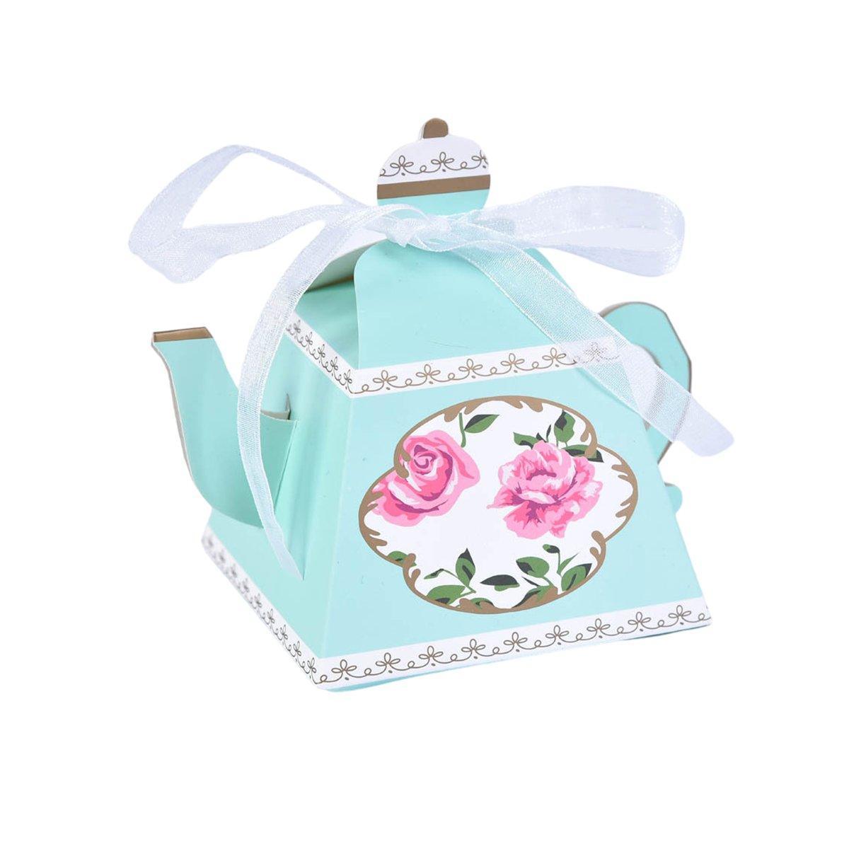 50Pcs Teapot Candy Boxes Wedding Favor Gift Packaging Tea Party Decorations - Pink 6