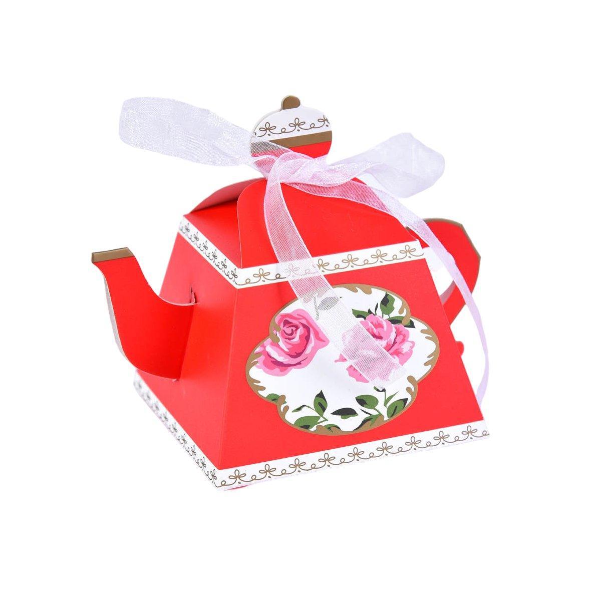 50Pcs Teapot Candy Boxes Wedding Favor Gift Packaging Tea Party Decorations - Pink 8