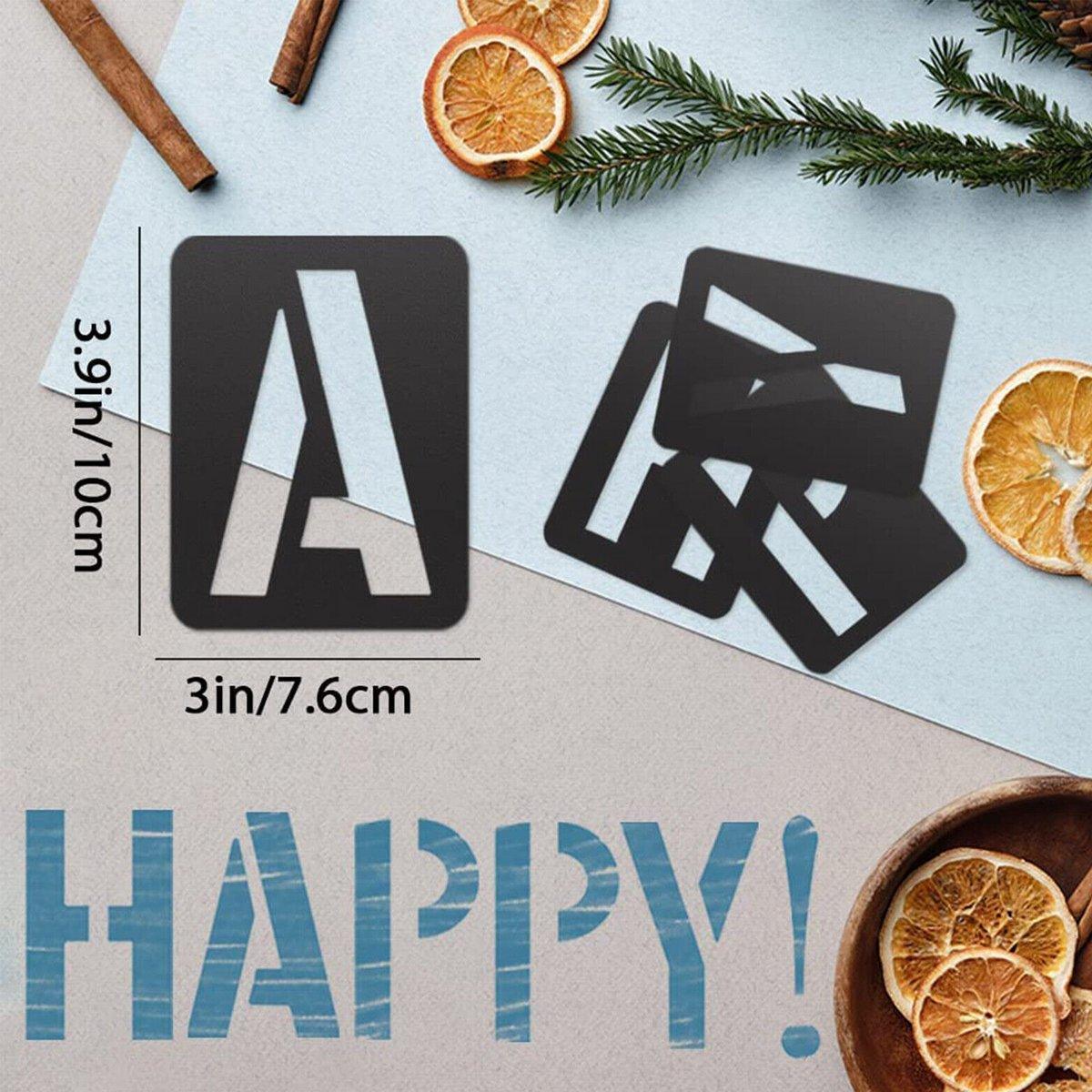 DIY Black Plastic Numerical Letter Symbol Inkjet Template for Wall Furniture 3