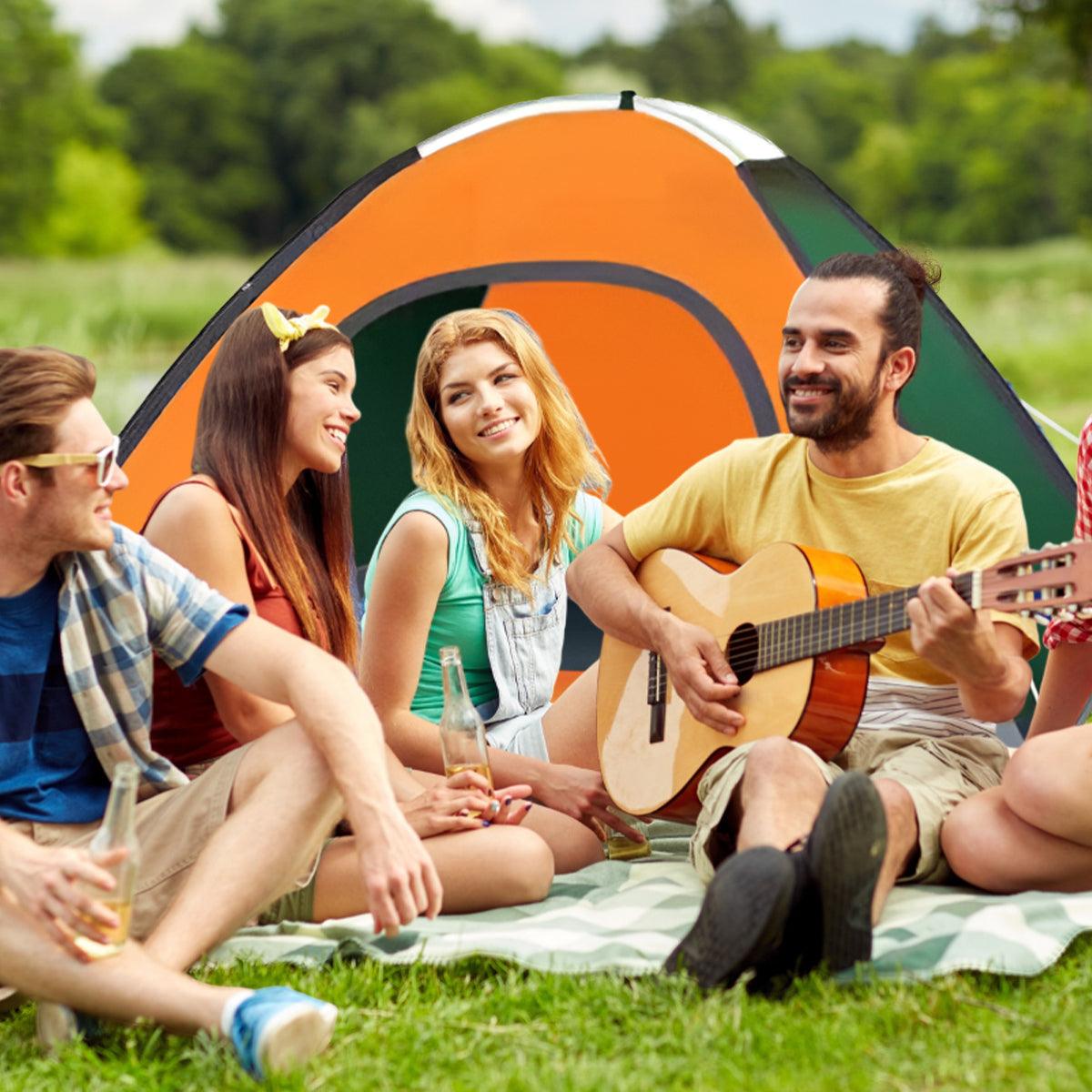 Outdoor Camping Tent Portable Sun Protection Lightweight Quick Setup Shelter - Orange 2-3 Person 4