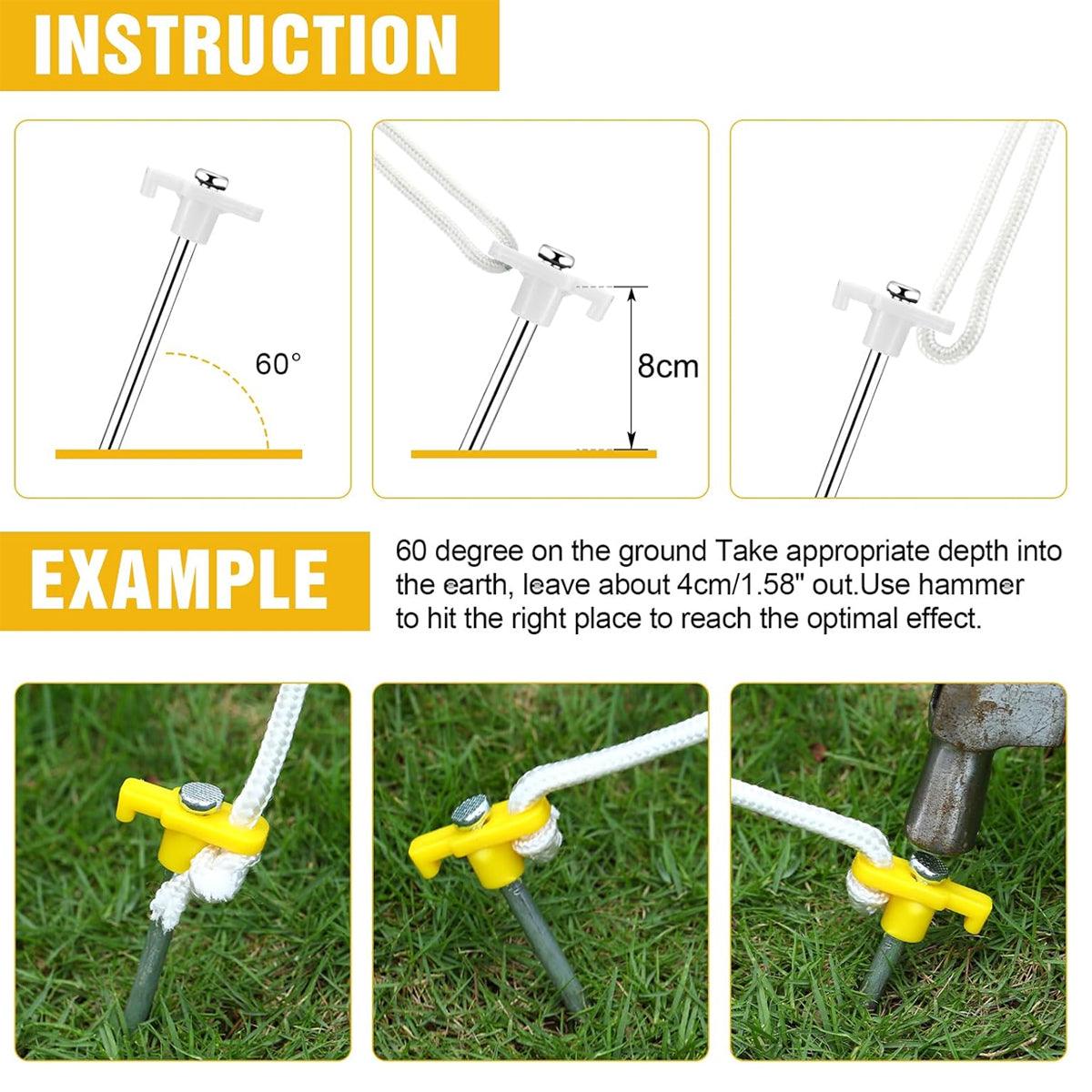 9PCS High Strength Carbon Steel Tent Stakes Outdoor Camping Pegs M8x200 Durable 4