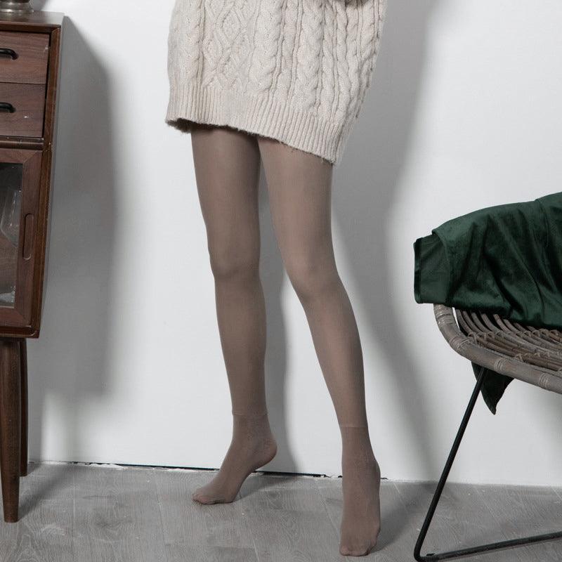 Womens Thermal Lined Translucent Pantyhose Winter Warm Fleece Tights Stockings - Nude-85g 5