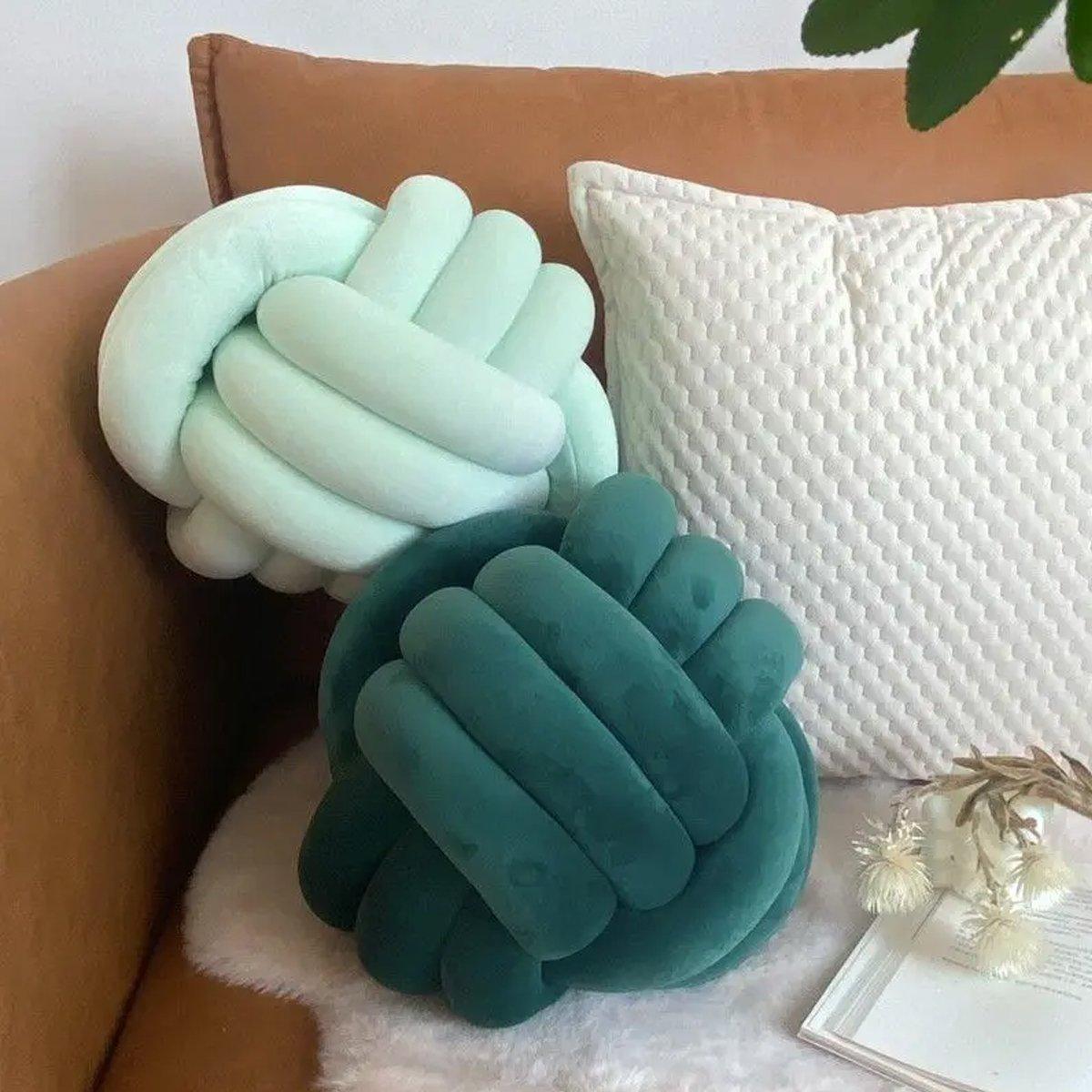 Three-Strand Braided Round Pillow Sofa Cushion Decorative Pillow for Living Room - Dark Blue 5