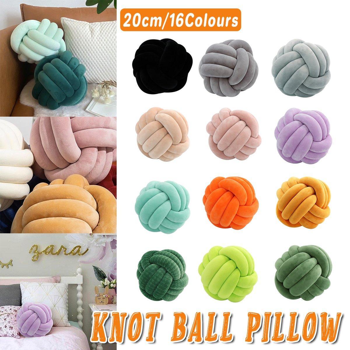 Three-Strand Braided Round Pillow Sofa Cushion Decorative Pillow for Living Room - Dark Grey