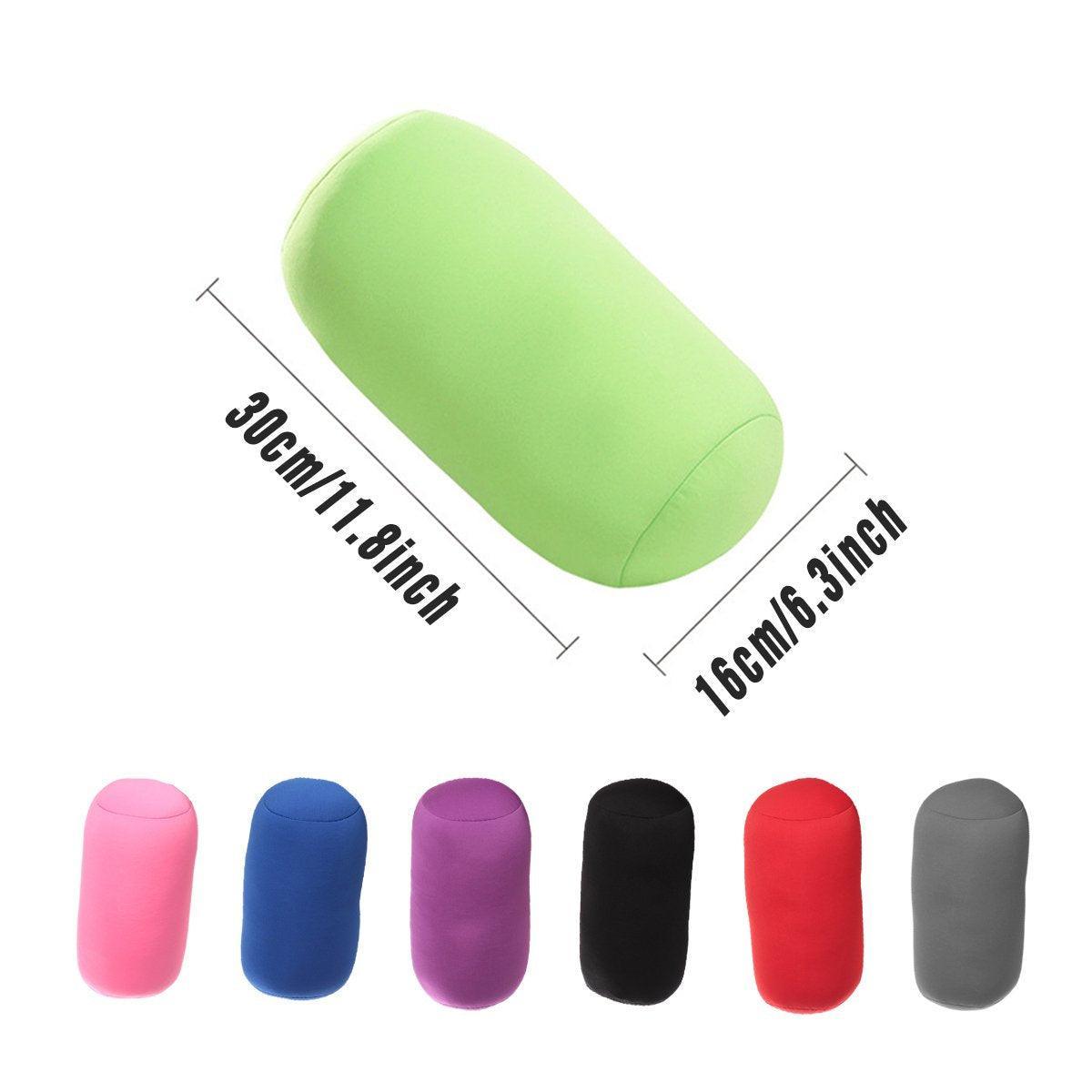 Solid Color Cylindrical Foam Particle Pillow Multi-Functional Neck Waist Support - Grey 3