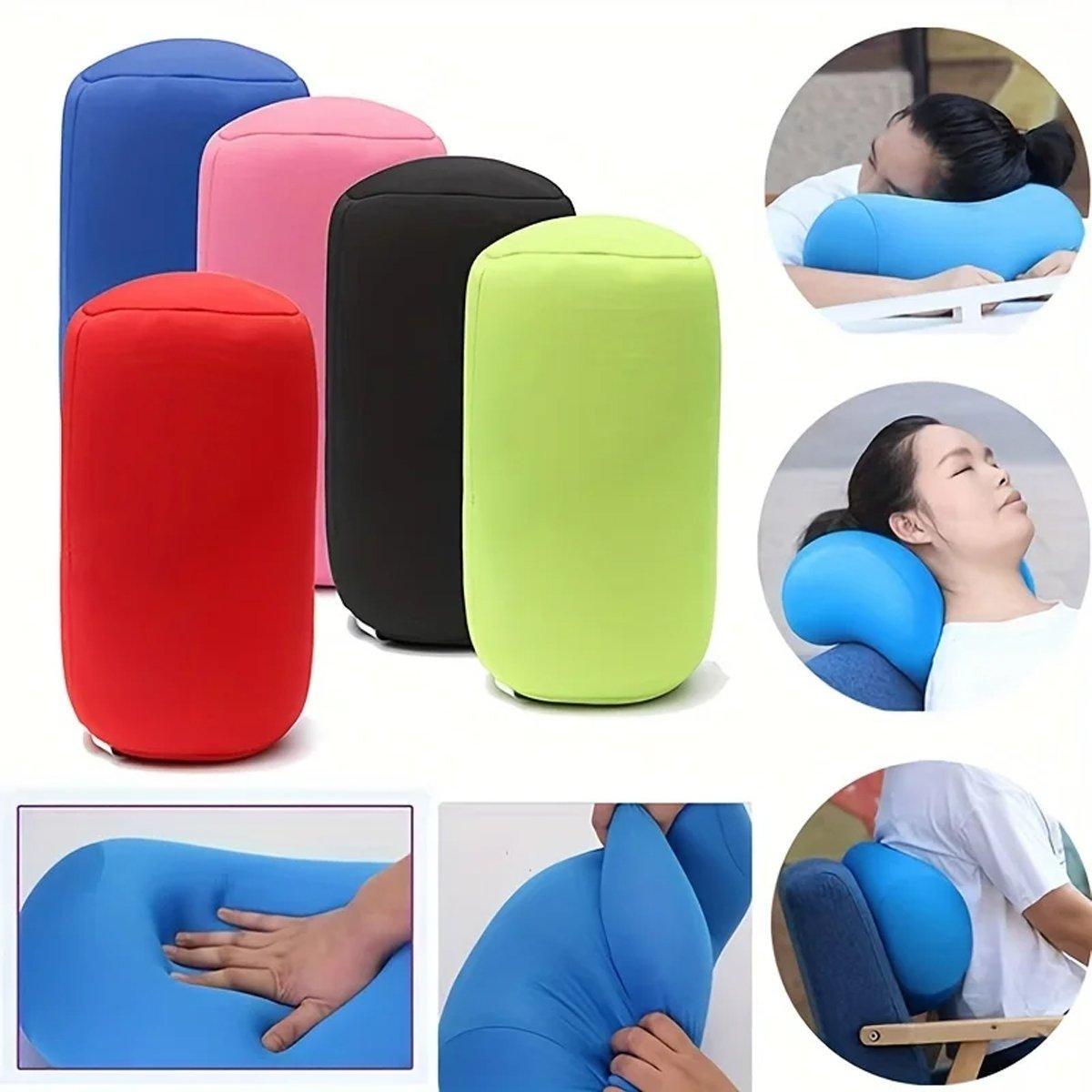 Solid Color Cylindrical Foam Particle Pillow Multi-Functional Neck Waist Support - Purple 5