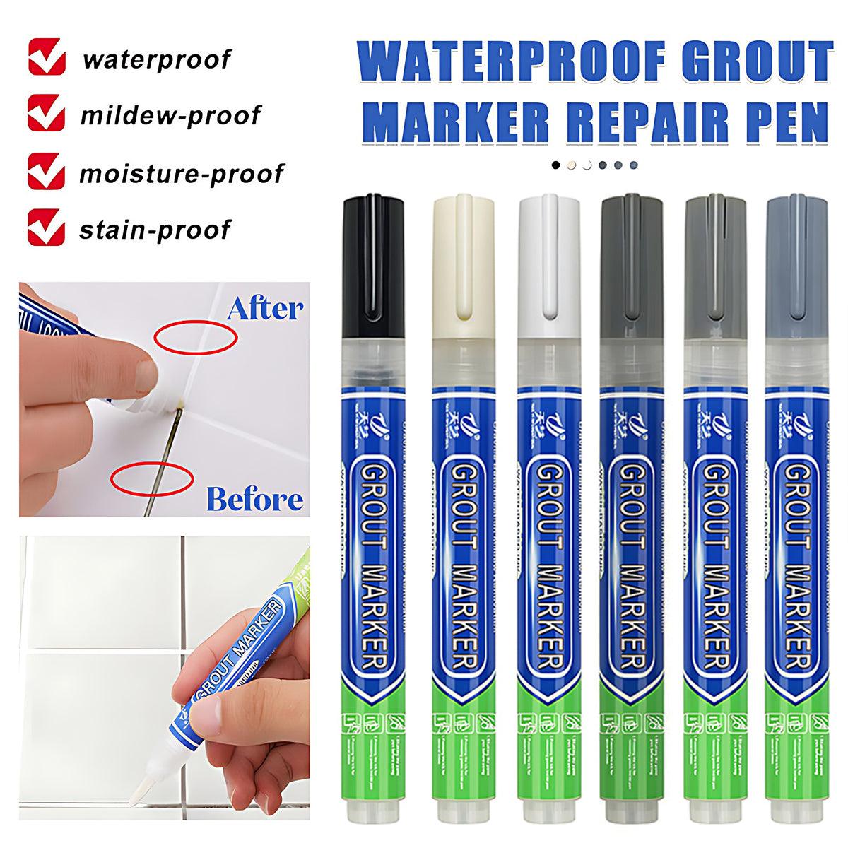 6Colours Tile Repair Pen Styling Wall Gap Grout Refresher Marker Bathroom - Light Grey