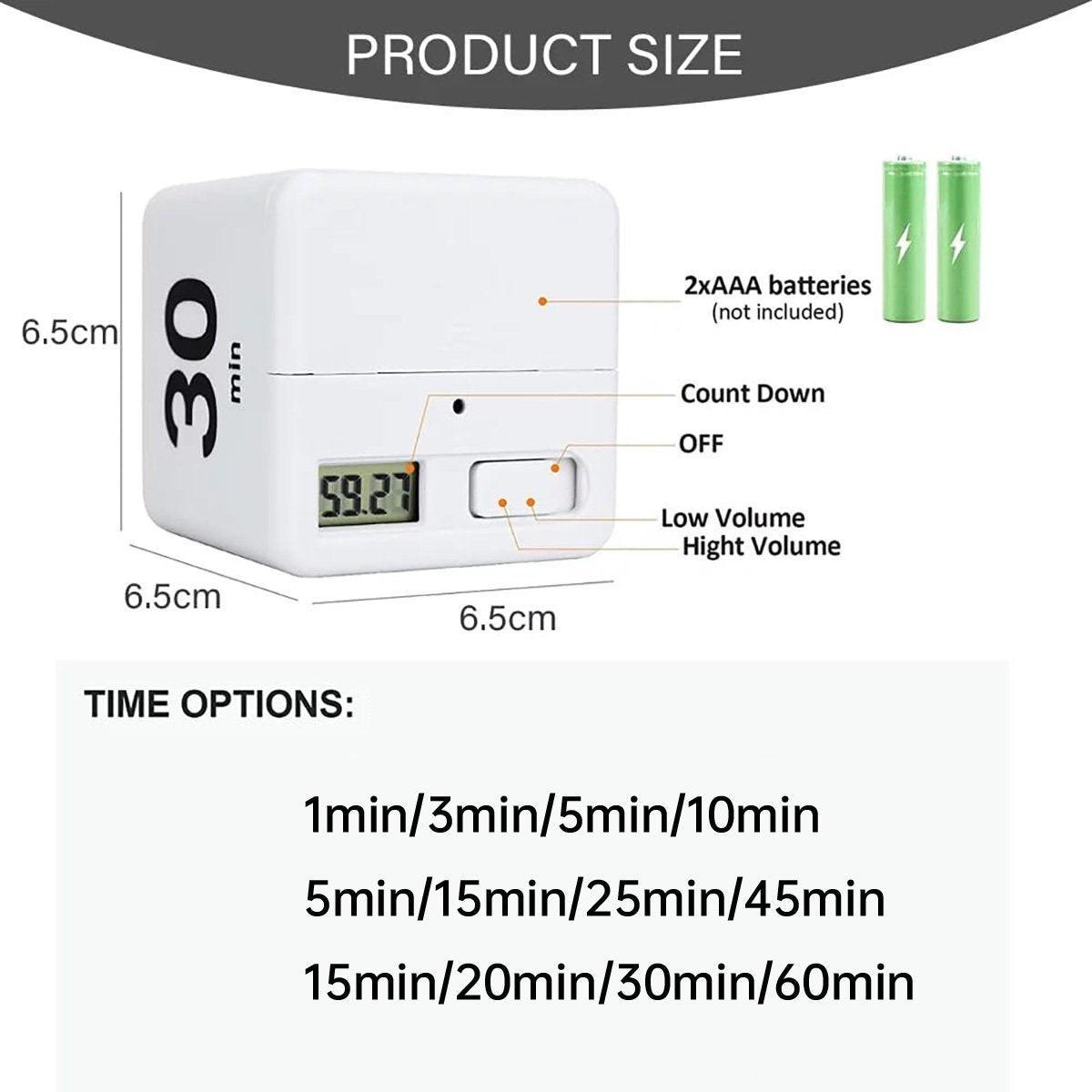 Cubic Timer for Students Time Management Study Exercise Reminder Tool Adjustable - 15-20-30-60 3