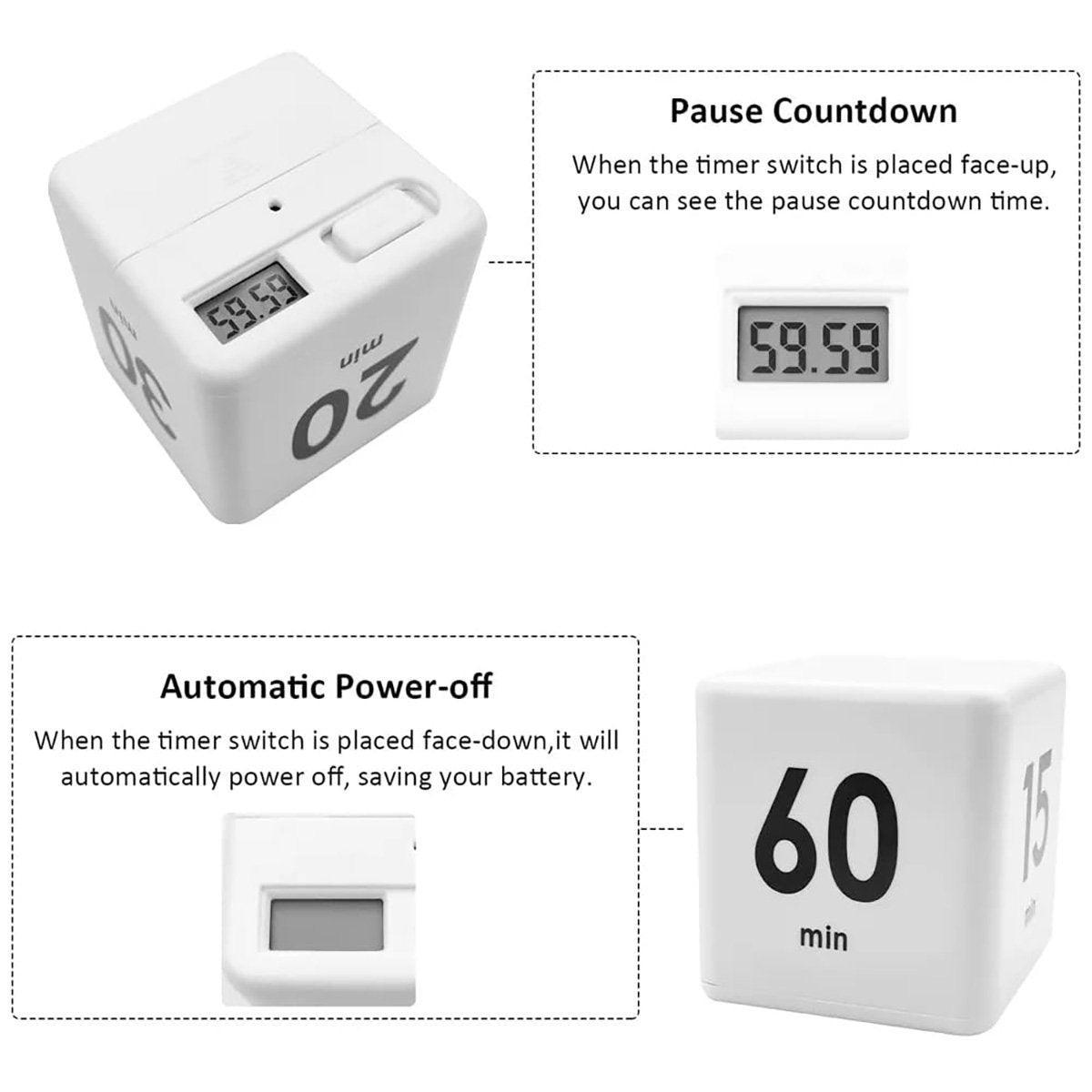 Cubic Timer for Students Time Management Study Exercise Reminder Tool Adjustable - 15-20-30-60 4