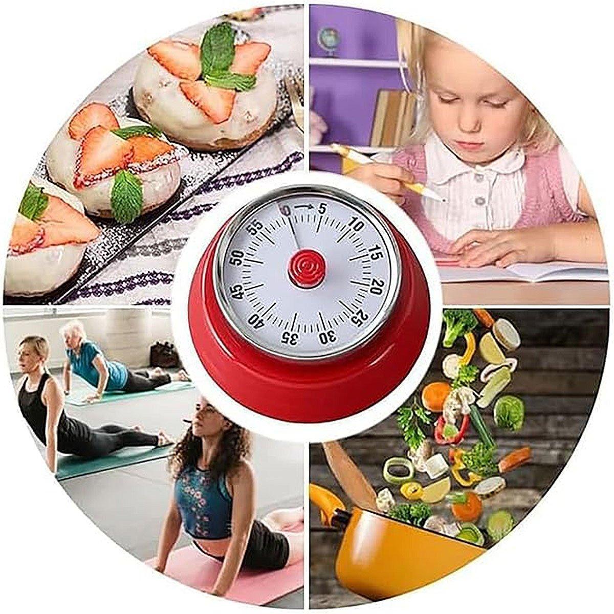 60 Minutes Visual Analog Timer Countdown Clock Time Management Kitchen Tool - Red 4