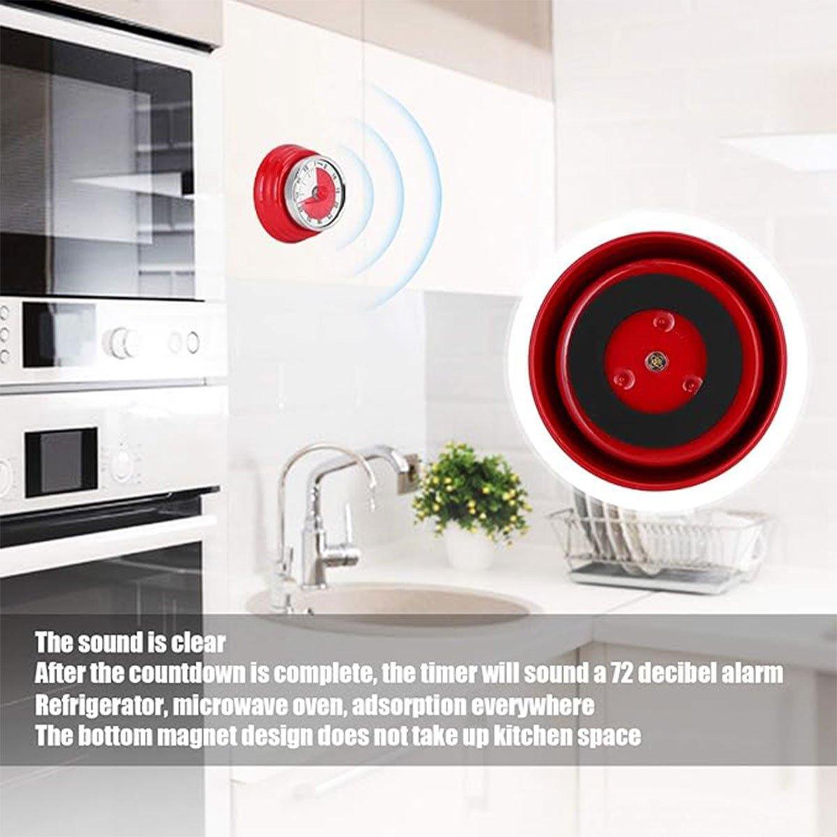 60 Minutes Visual Analog Timer Countdown Clock Time Management Kitchen Tool - Red 5