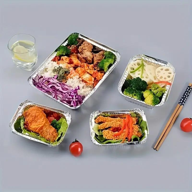 125PCS Disposable Quadrate Tin Foil Pans Oven Grill Safe Non-Stick Baking Trays - 125pcs-850ml 3