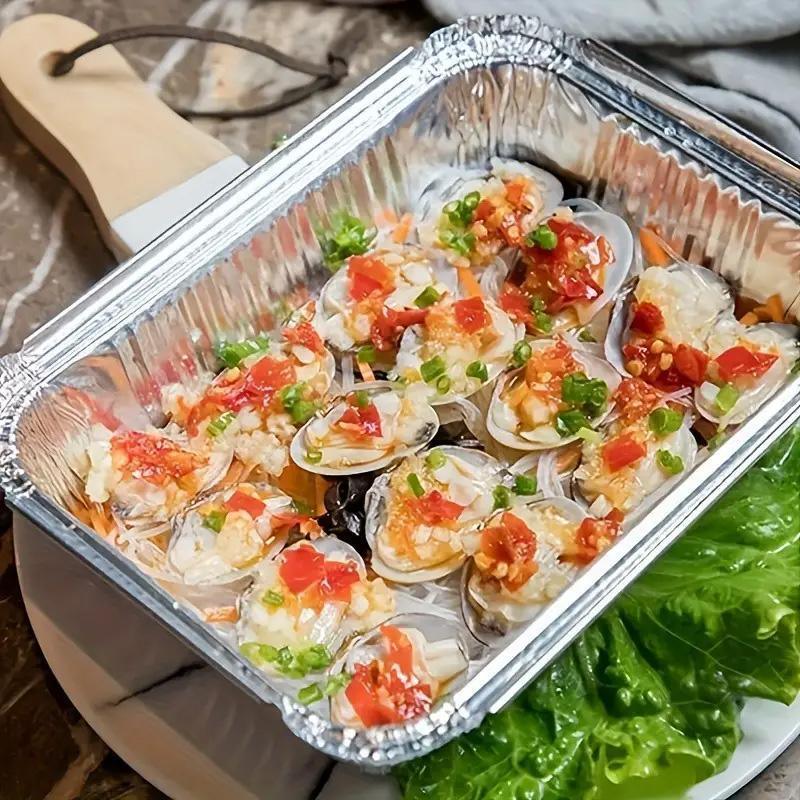 125PCS Disposable Quadrate Tin Foil Pans Oven Grill Safe Non-Stick Baking Trays - 125pcs-850ml 4